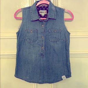 Denim Top Chambray Sleeveless Size S Distressed Target Feed Collab